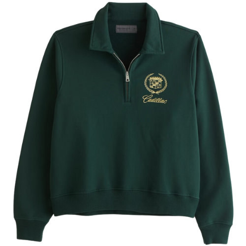 Abercrombie & Fitch (US) Cadillac Half-Zip Sweatshirt Green