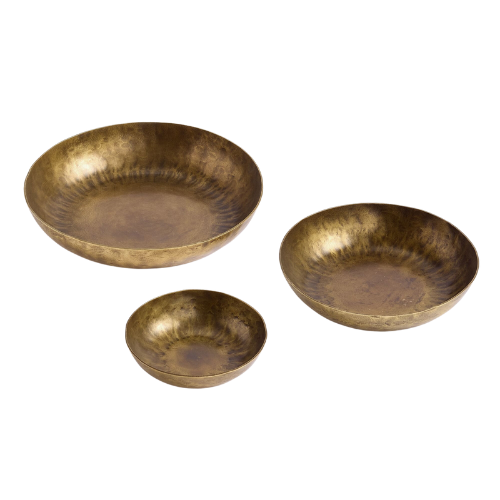 trio three brass stacking nesting bowls