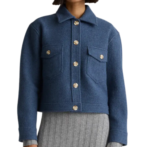 Quince 100% Merino Wool Cropped Shirt Jacket