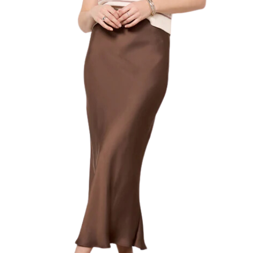 Evereve chocolate brown maddie satin skirt