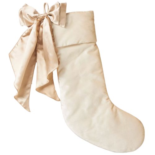 Anthropologie Cream Ivory Velvet Bow Stocking