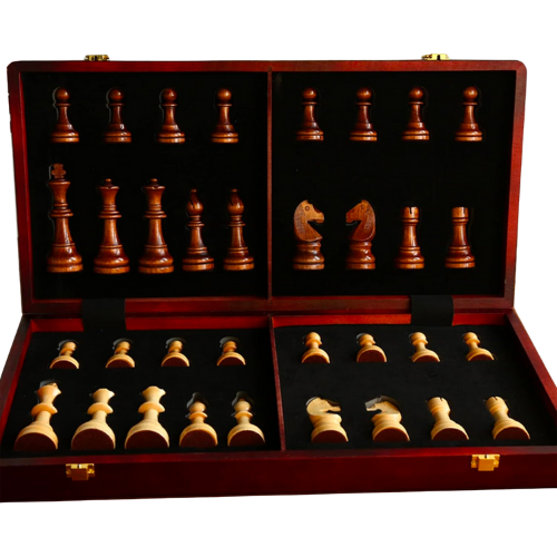 Amazon 20" Extra Large Solid Walnut Wooden Chess Set with 2 Extra Queen Pieces - King Height 4.25''