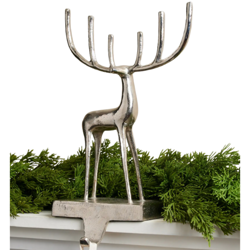 Arhaus Modern Deer Standing Stocking Holder Silver