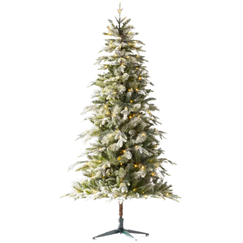 6.5' Pre-lit Flocked and Glittered Indexed Balsam Fir Christmas Tree