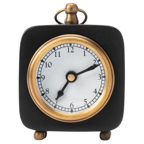 tabletop desk clock brass black