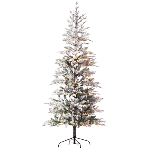 7.5' Pre-lit Glitter Flocked Indexed Balsam Fir Christmas Tree