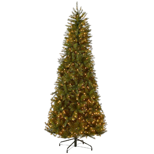 National Tree Company Pre-Lit Artificial Slim Christmas Tree, Green, Dunhill Fir, White Lights