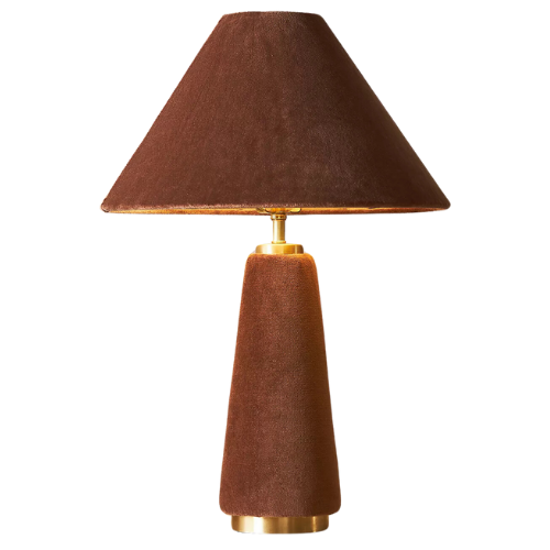 Anthropologie Lulu Velvet Table Lamp Brown