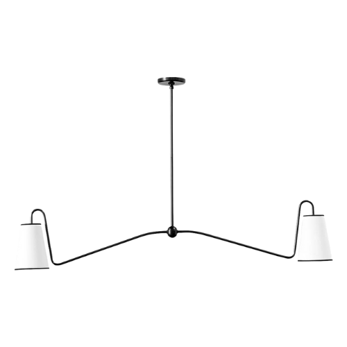 White and black 2 light island chandelier modern