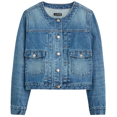 J Crew Pleated denim lady jacket