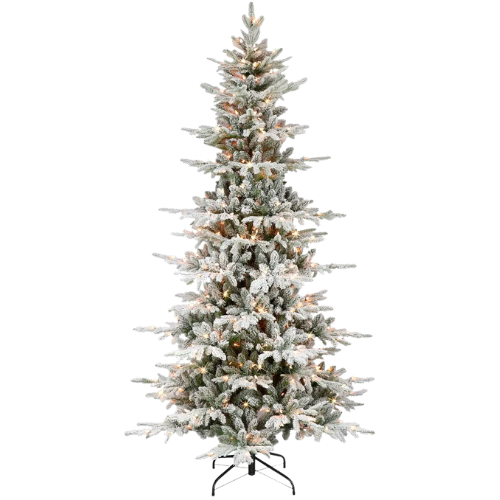 Puleo 7.5' Pre-Lit Flocked Utah Fir Artificial Christmas Tree