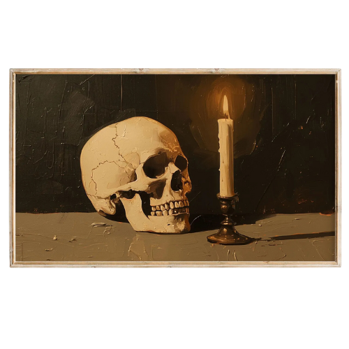 Skull candle frame tv art