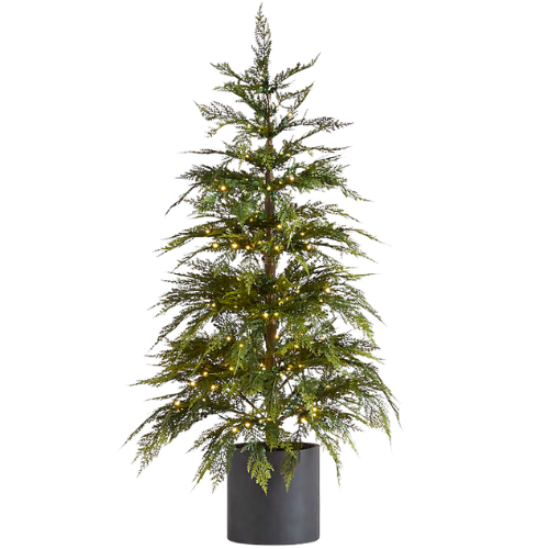 Crate & Barrel Faux Potted Hemlock Small Pre-Lit LED Christmas Tree