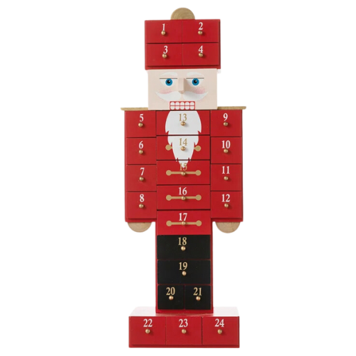 Wooden Christmas Nutcracker Countdown Calendar Decor