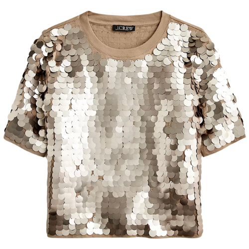 J Crew Bronze Sequin Collection sequin-embellished T-shirt