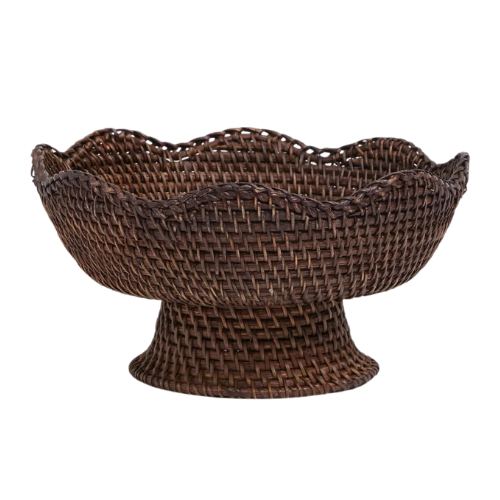 rooted woven rattan scalloped bowl