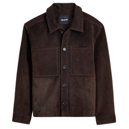 Suede Leather Boxy Shirt-Jacket | Madewell Brown