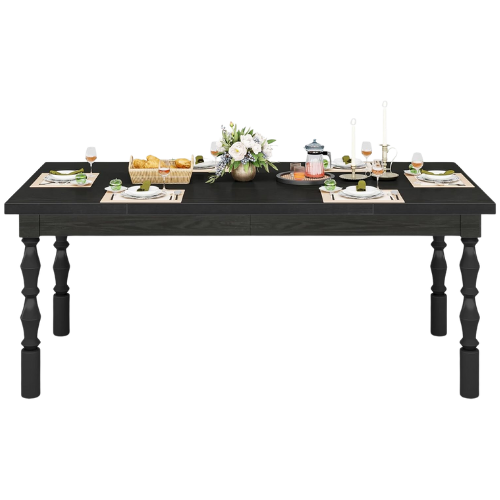 Black Turned Wood Leg Dining Kitchen Table