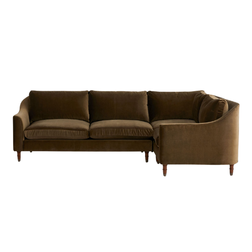 Rejuvenation Olive Brown Velvet Luisa 3-Piece L-Shape Sectional