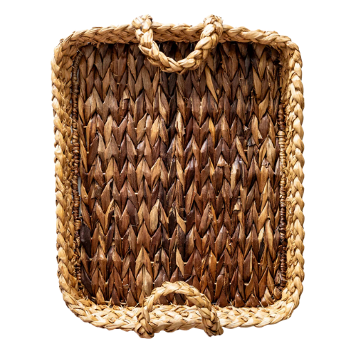 seagrass handled basket tray woven