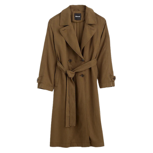 Madewell belted trench coat in dark olive