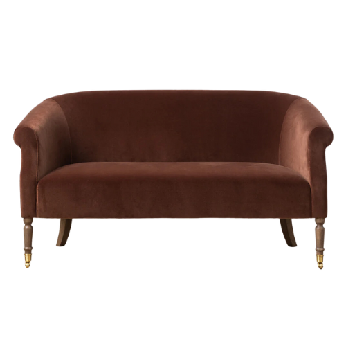 McGee & Co Brown Velvet Clemence Settee (Ready to Ship)