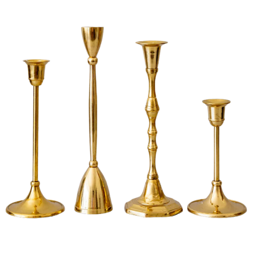 House of Jade Home Serena Taper Holders gold brass candlestick candle