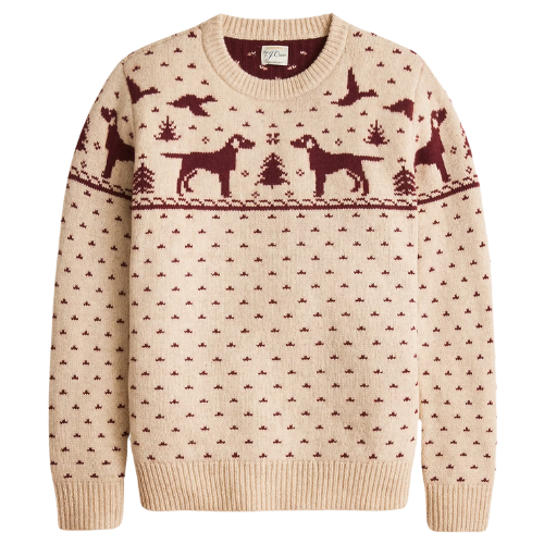 J. Crew US Fair Isle lambswool crewneck sweater cream red