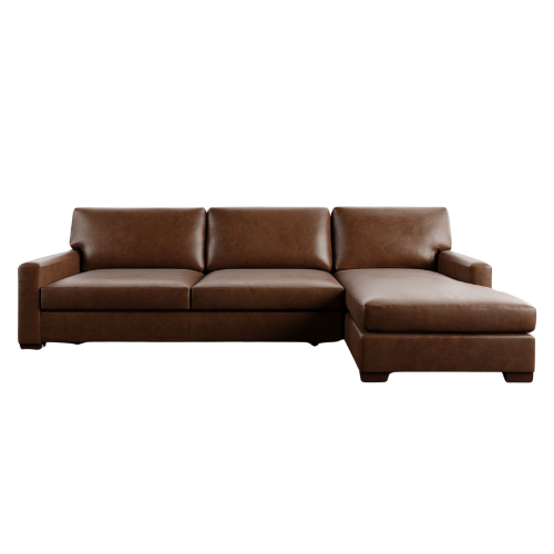 Pottery Barn Brown Leather Turner Square Arm Leather Chaise Sectional (105"–129")