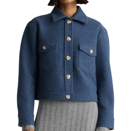 Quince 100% Merino Wool Cropped Shirt Jacket