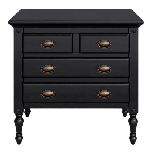 Wayfair Eros 4 Drawer Accent Chest Black Turned Legs