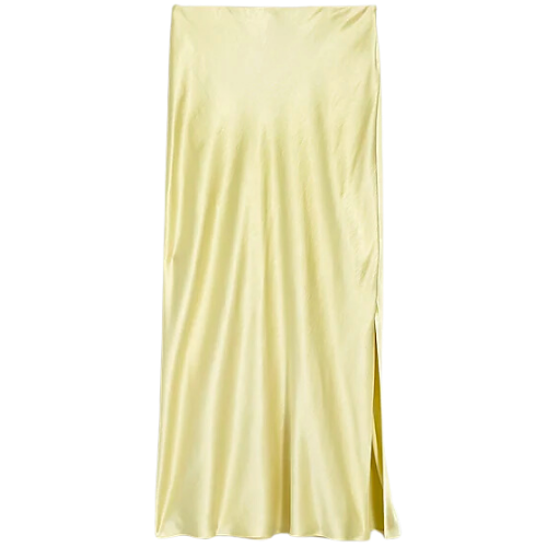 Madewell Butter Yellow Light Satin Maxi Slip Skirt