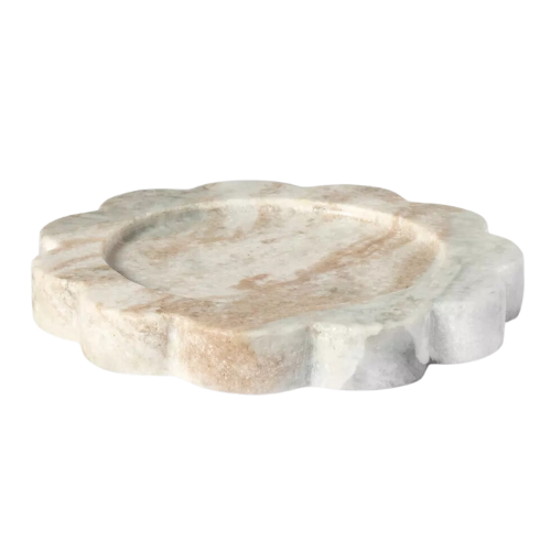 marble candle pedestal scalloped