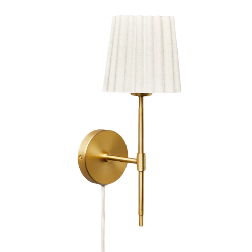 plug in wall sconce white brass