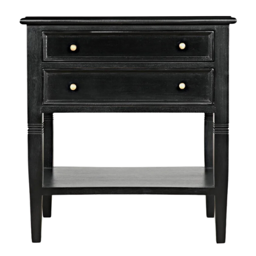 Amber Interiors Hewes Side Table Black Distressed Nightstand