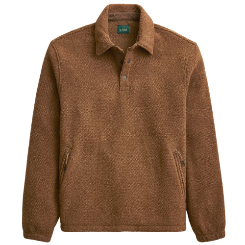 J. Crew US Wool-blend sweater fleece snap-collar pullover camel brown