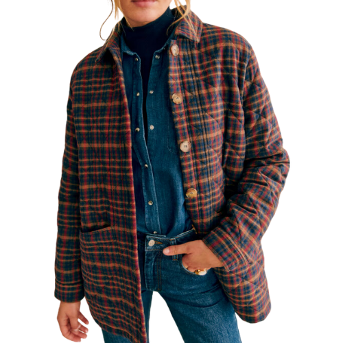 Sezane Will Jacket Ivan Burgundy Tartan