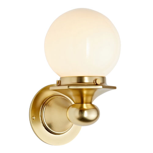 Milk glass brass wall sconce globe