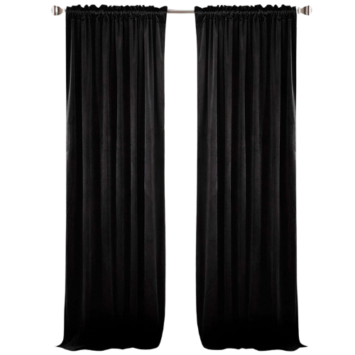 Amazon StangH Black Velvet Curtains 96 inches Long - Blackout Thermal Insulated Drapes Energy Smart Repel Summer Hot & Winter Cold Privacy Panels for Home Theater, Black, 52 x 96 inches, 2 Pcs