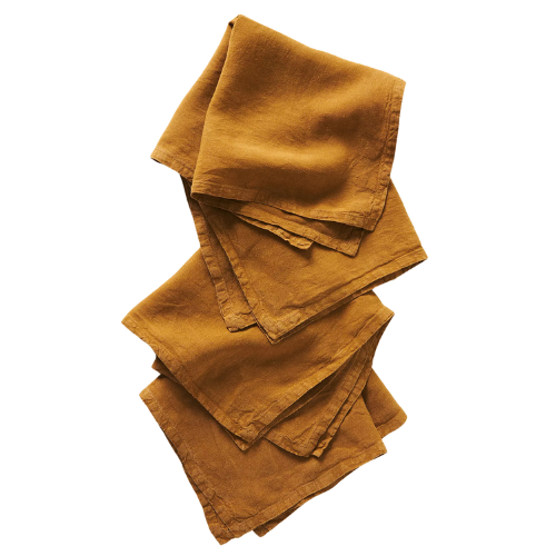 Anthropologie (US) Edison Portuguese Linen Napkins, Set of 4 Yellow Ochre Mustard