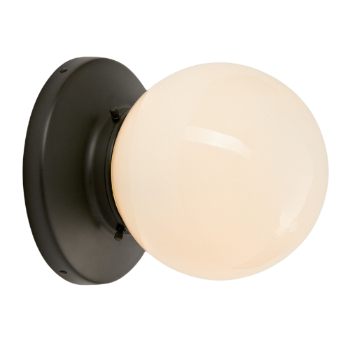 milk glass black wall sconce globe modern