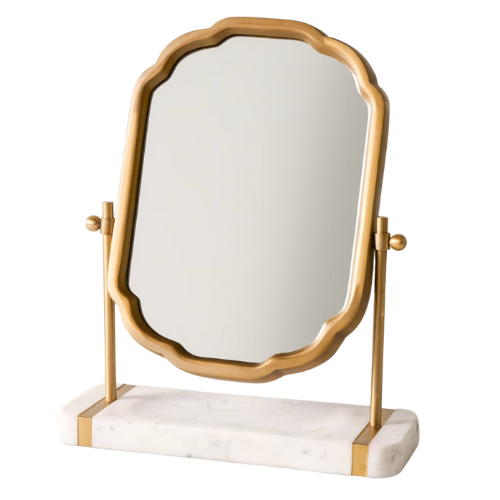 Magnolia Antique Brass and Marble Vanity Mirror