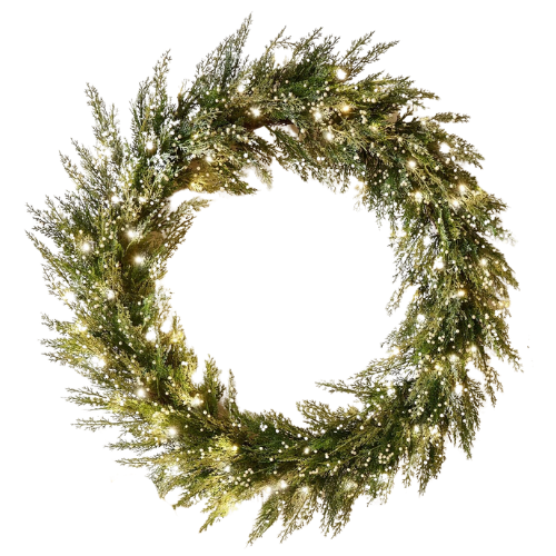 Pottery Barn (US) Faux Lit Cedar Berry Pine Wreath