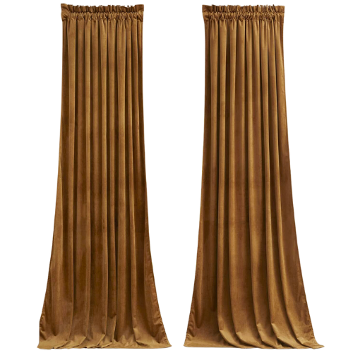 StangH Gold Brown Velvet Curtains 96 inches for Living Room, Room Darkening Thermal Insulated Privacy Drapes for Sliding Door, Vintage Wall Backdrop for Holiday, W52 x L96, 2 Panels