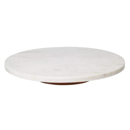 Target 14" Marble and Wood Lazy Susan White