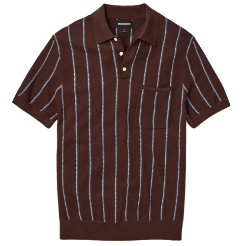 Bonobos (US) Hudson Sweater Polo Brown blue stripe