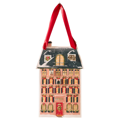 Anthropologie Holiday Advent Calendar House Hanging Pink Windows