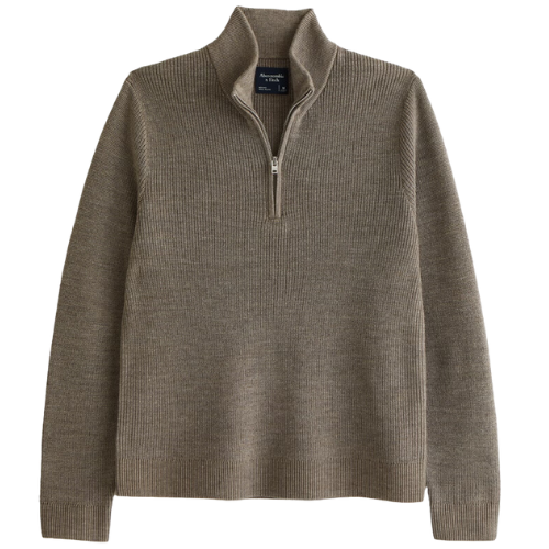 Abercrombie & Fitch (US) Merino Wool-Blend Quarter-Zip Sweater