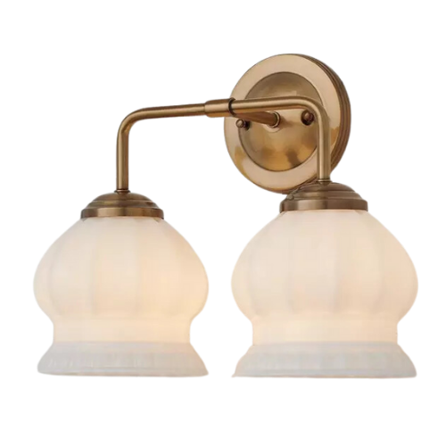 CLJ x Shades of Light Marlo 2 Light Bath Sconce Milk Glass