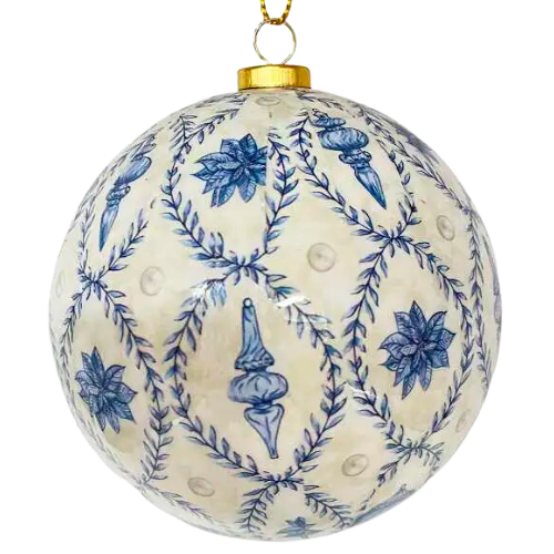 At Home Blue & White Ornament, 4"